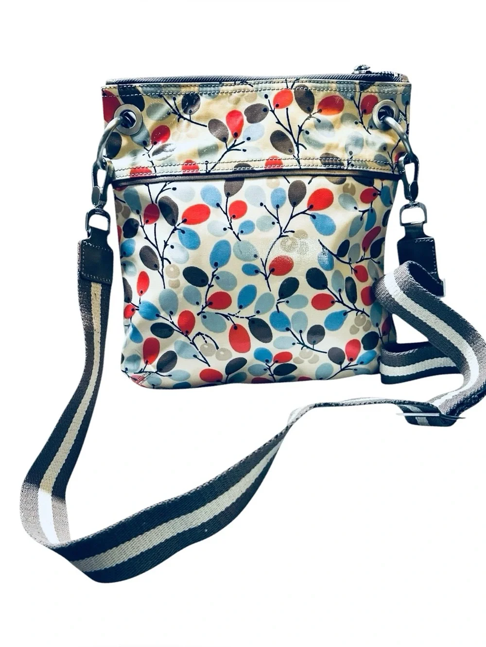 Boden Floral Crossbody Bag Oilcloth Coated Canvas Messenger Adjustable Strap